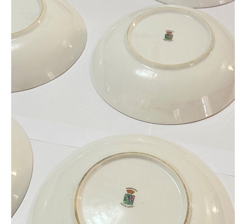 Lote 6 Antigos Pratos Porcelana Brennand Branco Com Dourado