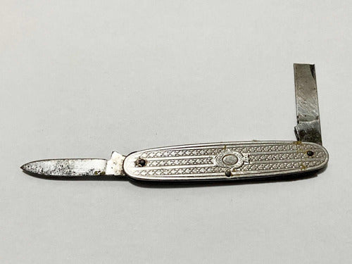 Canivete Antigo Corneta Metal Cor Prata