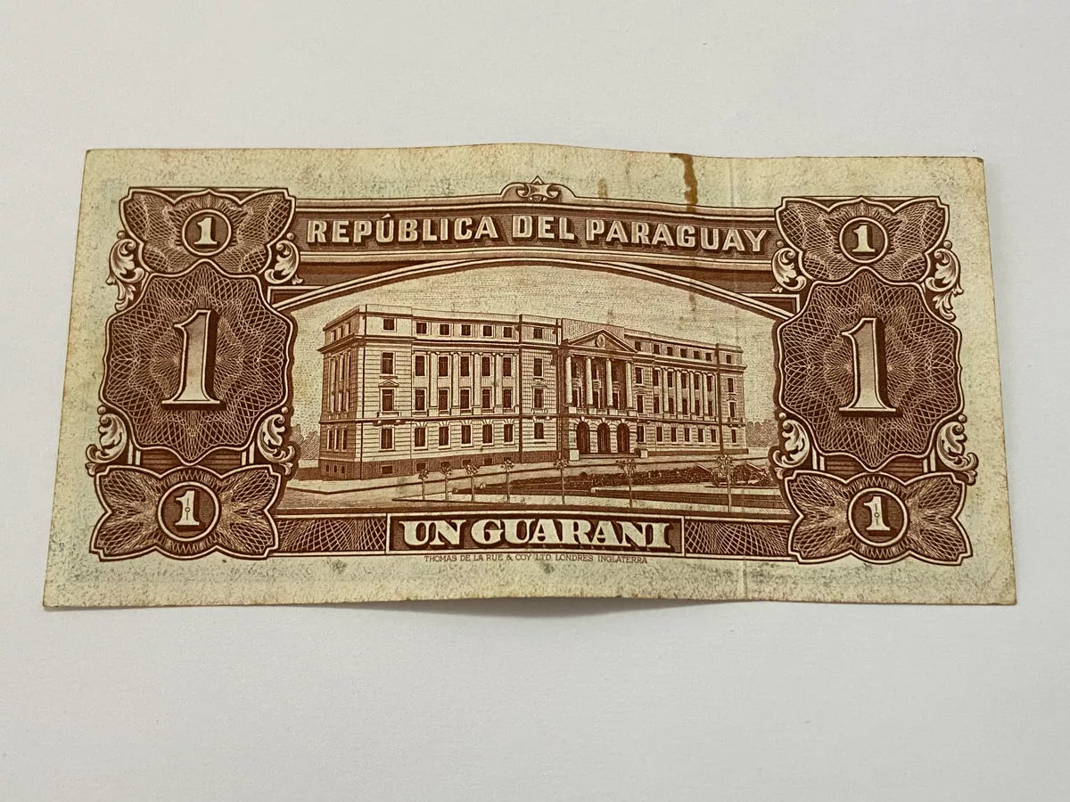 Cédula Antiga 1952 Paraguai 1 Guarani Assinada