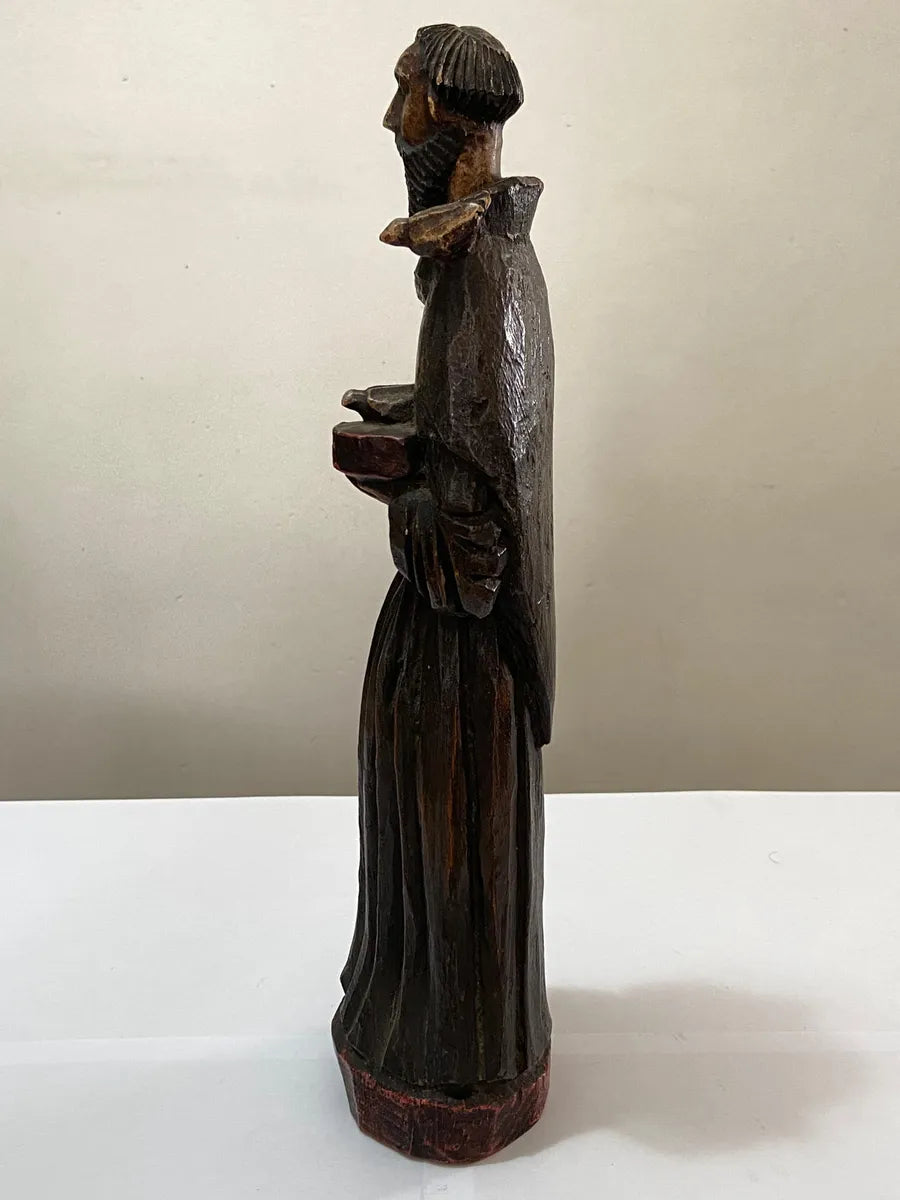 M.Milza - Arte Sacra - Antiga Escultura São Francisco Em Madeira