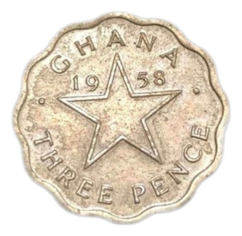 Moeda Antiga Gana 3 Pence 1958