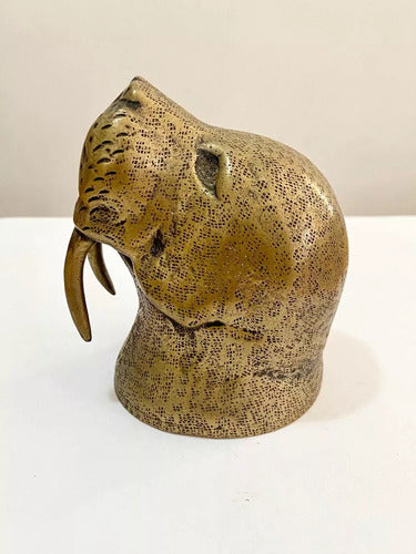 Abridor Antigo De Garrafa Morsa Em Bronze Europeu Dourado