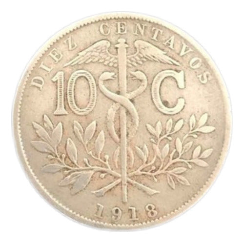 Moeda Antiga Bolivia 1918 Diez Centavos