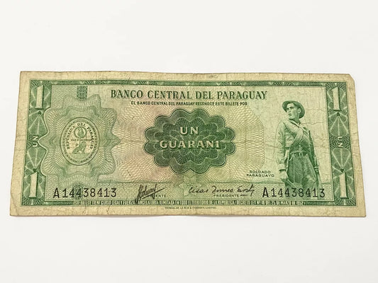 Cédula Antiga 1952 Paraguai 1 Un Guarani Assinada