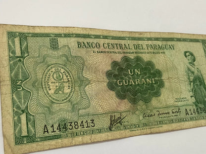 Cédula Antiga 1952 Paraguai 1 Un Guarani Assinada