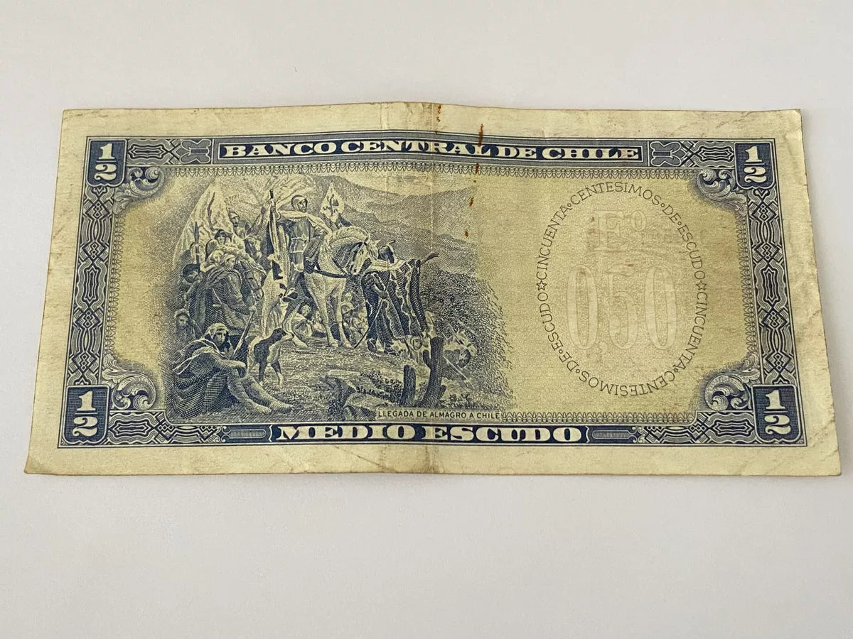 Cédula Antiga Chile 1/2 Medio Escudo 1962