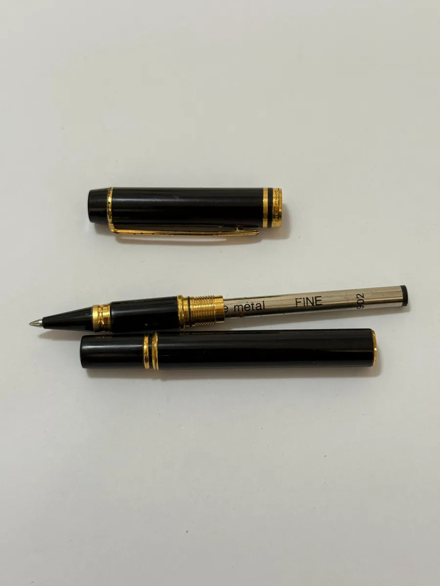 Caneta Antiga Waterman Preta Com Dourado Made In France Preta E Dourada
