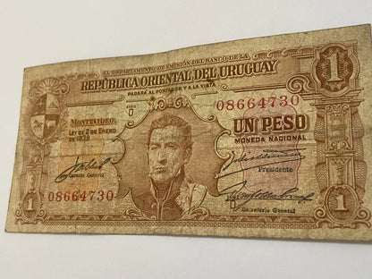 Cédula Antiga Uruguai 1 Peso 1939