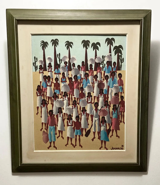 Josinaldo 81 - Quadro Antigo Óleo S/ Tela Cena Nordestina