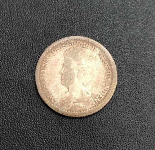 Moeda Antiga Prata 1915 Holanda 25 Cents