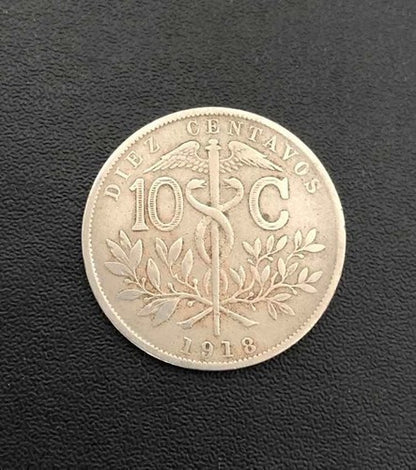 Moeda Antiga Bolivia 1918 Diez Centavos